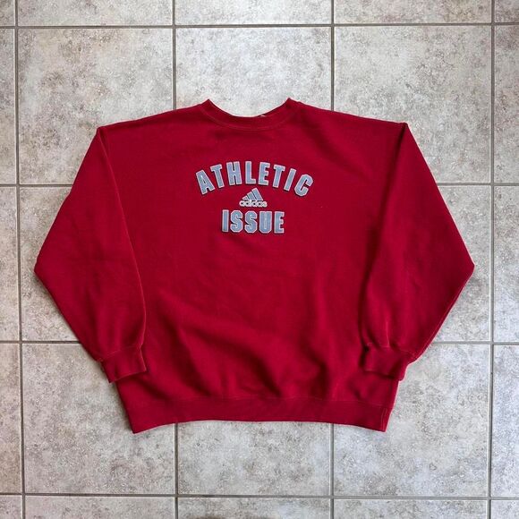Women's Vintage 2000s Adidas Athletic Issue Red Sweatshirt XL - Picture 1 of 4